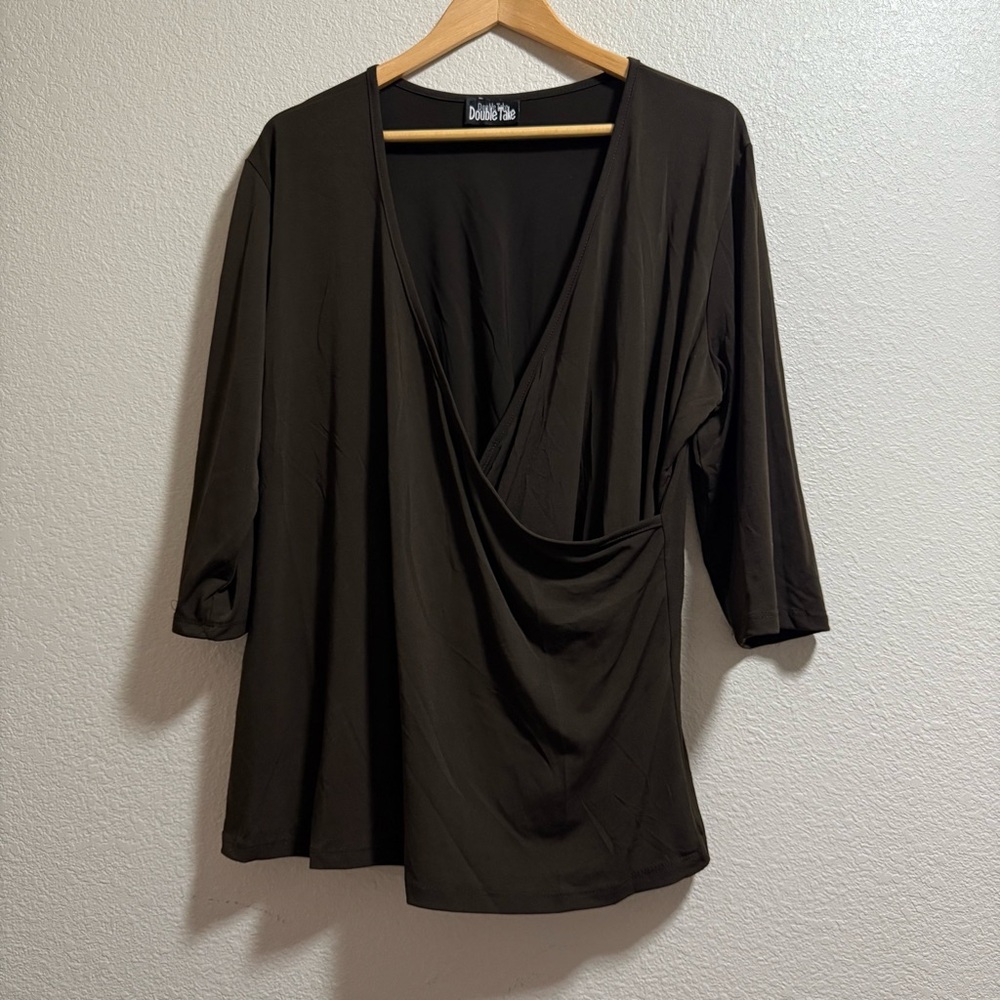 Double Take - Women's Brown Wrap-like Top - Size 2X